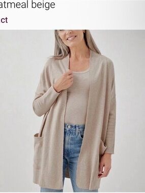 Pact Organic Oatmeal Beige Open-Front Women's Cardigan
